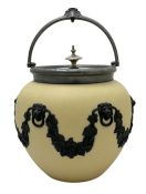 Victorian Wedgwood Yellow Dip Jasperware Biscuit Barrel