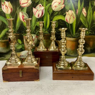 Victorian and Vintage Brass Candlesticks 