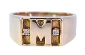 Vintage .06ct Diamond Initial Ring in 10kt Yellow Gold