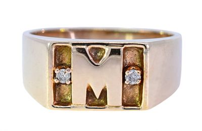 Vintage .06ct Diamond Initial Ring in 10kt Yellow Gold