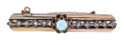 Vintage .18ct Opal and Diamond Brooch in 18kt Yellow Gold