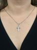 Vintage .25ct Diamond Cross Pendant and Figaro Chain in 14kt White Gold