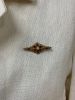 Vintage .33ct Garnet and Pearl Brooch in 14kt Yellow Gold