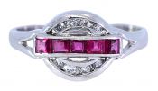 Vintage .35ct Ruby and Diamond Ring in Platinum