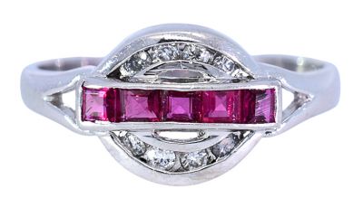 Vintage .35ct Ruby and Diamond Ring in Platinum