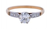 Vintage .39ct Old European Cut Diamond 14kt Engagement Ring