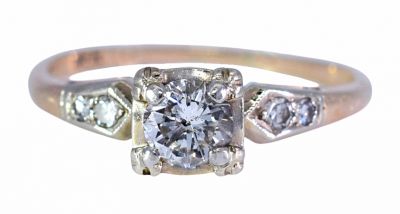 Vintage .40ct Diamond Engagement Ring in 18kt Yellow and White Gold