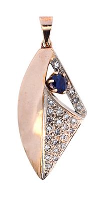 Vintage .44ct Sapphire and Diamond Pendant in 14kt Yellow and White Gold