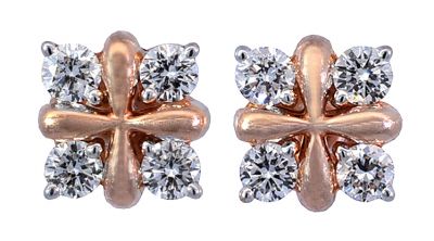 Vintage .51ct Diamond Earrings in 14kt Rose Gold