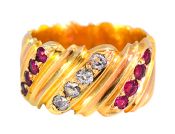 Vintage .63ct Ruby and Diamond Band in 18kt Yellow Gold