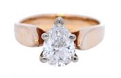 Vintage .71ct. Diamond Pear Solitaire Engagement Ring in 14kt Yellow Gold