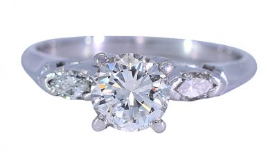 Vintage .89ct Diamond Engagement Ring in Platinum