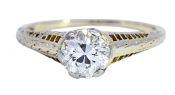 Vintage .93ct Old European Cut Diamond Engagement Ring in 14kt Yellow Gold