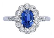 Vintage .95ct Sapphire and Diamond 18kt Engagement Ring