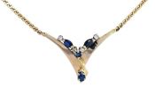 Vintage .95ct Sapphire and Diamond Necklace in 14kt Yellow Gold