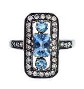 Vintage 1.21ct Aquamarine and Diamond Ring in 18kt Yellow Gold