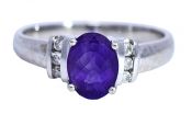 Vintage 1.25ct Amethyst and Diamond Ring in 14kt White Gold