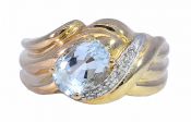 Vintage 1.27ct Aquamarine and Diamond Ring in 14kt Yellow Gold