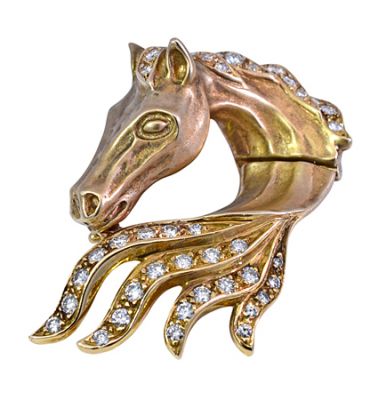 Vintage 1.38ct Diamond Horse Pendant in 18kt Yellow Gold