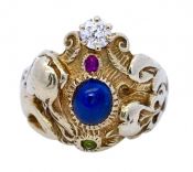 Vintage 1.51ct Sapphire and Multi Stone Ring in 14kt Yellow Gold
