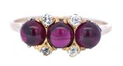 Vintage 1.75ct Garnet and Diamond Ring in 14kt Yellow Gold