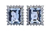 Vintage 12.52ct Aquamarine and Diamond Earrings in 14kt White Gold