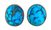 Vintage 15.23ct Dyed Howlite Earrings in 14kt Yellow Gold