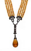 Vintage 17.95ct Citrine 18kt and Silver Necklace