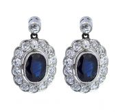 Vintage 2.02ct Sapphire Platinum and 18kt Earrings