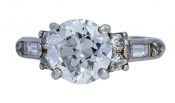 Vintage 2.12ct Old European Cut Diamond Engagement Ring in Platinum