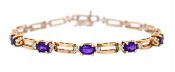 Vintage 2.24ct Amethyst and Diamond 14kt Bracelet