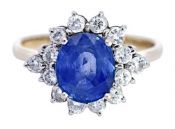Vintage 2.31ct Sapphire and Diamond 14kt Cluster Engagement Ring