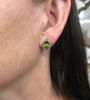Vintage 2.78ct Peridot and Diamond 18kt and Silver Earrings