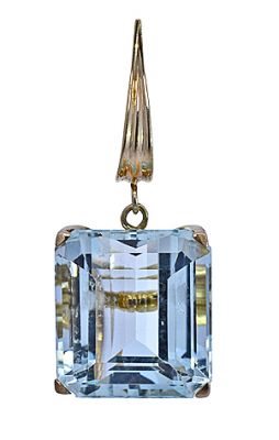 Vintage 26.45ct Aquamarine Pendant in 14kt Yellow Gold