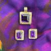 Vintage 27.22ct Amethyst and Diamond Earrings in 18kt Yellow Gold