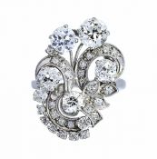 Vintage 3.19ct Diamond Cocktail Ring in Platinum