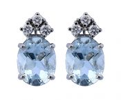 Vintage 3.77ct Aquamarine and Diamond Earrings in 14kt White Gold