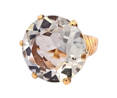 Vintage 32.08ct Prasiolite 18kt Ring