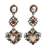 Vintage 5.99ct Citrine and Pearl Earrings in Silver