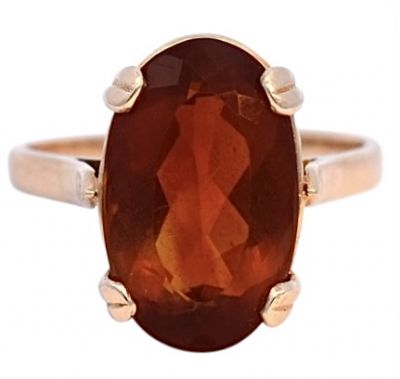 Vintage 7.10ct Citrine Ring in 14kt Yellow Gold