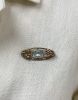 Vintage 7.44ct Aquamarine and Pearl Brooch in 10kt Tri Gold