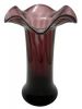 Vintage Amethyst Glass Vase With Ruffled Edge Rim
