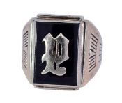 Birks Ellis Ryrie Vintage Black Onyx Initial Ring in 10kt White Gold