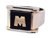 Vintage Black Onyx Initial Ring in 10kt Yellow Gold