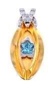 Vintage Blue Topaz Pendant in 18kt White and Yellow Gold