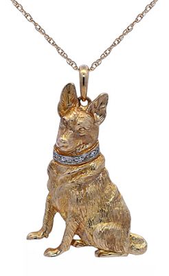 Vintage Diamond Dog Pendant in 10kt Yellow Gold