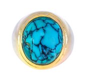 Vintage 9.92ct Dyed Howlite Ring in 18kt Yellow Gold