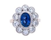Vintage 2.77ct Sapphire and Diamond 18kt Ring