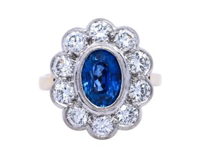 Vintage 2.77ct Sapphire and Diamond 18kt Ring
