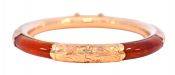 Vintage Jadeite Hinged Bangle in 14kt Yellow Gold